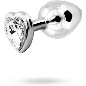 Sustainable Pleasure Loving Heart Butt Plug Silver/Clear Medium