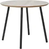 Ebuy24 Pyöreä kahvipöytä 55x45 cm travertiini-efektillä ja mustilla jaloilla