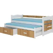 ADRK Furniture Lasten sänky Tiarro 90x200 cm, valkoinen/ruskea