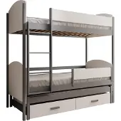 ADRK Furniture Kaksikerroksinen lasten sänky Leia, 180x80 cm, harmaa/valkoinen