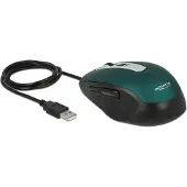 DeLOCK 12617, Oikeakätinen, Optinen, USB A-tyyppi, 2000 DPI, Musta, Vihreä