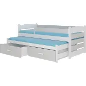 ADRK Furniture Lasten sänky turvalaidalla Tiarro 90x200 cm, valkoinen/harmaa