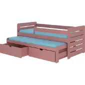 ADRK Furniture Lasten sänky Tomi 04 180x80 turvalaidalla, roosa
