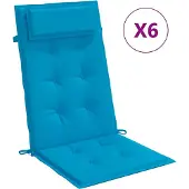 vidaXL Korkeaselkäinen tuolintyyny, 6 kpl, Vaaleansininen