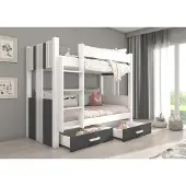 ADRK Furniture Kerrossänky Arta patjalla, 80x180 cm, valkoinen/harmaa