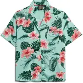 Superdry for woman. W4010419A Beach Resort green shirt (S), Casual, Viscose, Short sleeve