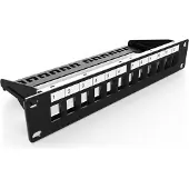 Digitus MODULAR PATCH PANEL, SHIELDED, 12-PORT BLANK,1U,254MM (10") RACK MOUNT, BLACK RAL 9005 (DN-91420)