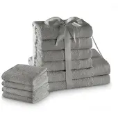 Restilo kylpypyyhesetti Amari, 10 kpl, 30x50 cm, 50x100 cm, 70x140 cm, harmaa