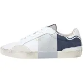 Pepe Jeans for man. PMS31079 Lane print leather trainers white (41), Flat, Laces, Casual