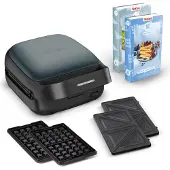 Tefal Snack Collection SW862BF0 - Croque‑Gaufrier 700 W, irrotettavat levyt, musta/harmaa