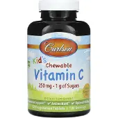 Carlson Labs Lasten purutabletit C-vitamiinilla, 250 mg luonnollinen mandariini - 120 kasvissyöjätablettia