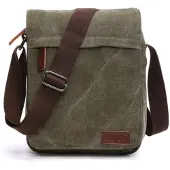 INF Urheilullinen crossbody laukku kangasta ja nahkaa DarkGreen