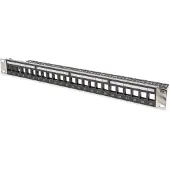 Digitus MODULAR PATCH PANEL, SHIELDED, 24-PORT BLANK, 1U, RACK MOUNT, TRANSP. LABEL FIELD, BLACK (DN-91411-LF)