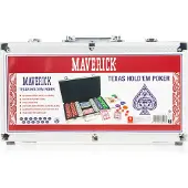 Maverick Pokerisetti Kaksi Pakkaa Siruja Ja Noppia Metallilähetyslaukussa Lautapeli