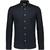 Lindbergh Yarn Dyed Oxford Superflex Shirt L/S - Black - S
