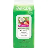 Tropiclean Deep Cleaning Pet Wipes Berry & Coconut 100 kpl - puhdistavat, kosteuttavat pyyhkeet koirille, marja - kookos