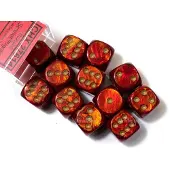 Chessex Dice Set 12x16mm, Scarab Scarlet with Gold Pips