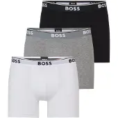 BOSS Bokserishortsit 'Power' meleerattu harmaa / musta / valkoinen