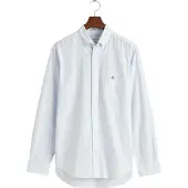 Gant for man. 3000140 Banker Stripe blue regular fit poplin shirt (S), Casual, Cotton, Long sleeve