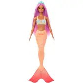 Barbie Nukke Merenneito + Värikkäät Hiukset, Oranssi