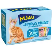 Mjau Säästöpakkaus: Cat Pouch 24 x 85 g - sekapaketti kala- ja liharuokia hyytelössä (4 lajia)