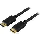Deltaco – DisplayPort-jatkokaapeli, 20-pin uros - naaras, 1m, musta (DP-1210)