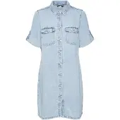 Vero Moda Vmjennie Ss Short Denim Dress Ga Noos - Blue - XS