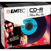 Emtec CD-R Vinyl Look, CD-R, 120 mm, 700 MB, 10 kpl (ECOC801052SLVY)