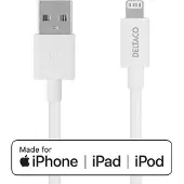 Deltaco Lightning - USB-A -kaapeli, MFI, 2m, valkoinen