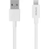 Deltaco Lightning - USB-A -kaapeli, MFI, 0,5m, valkoinen