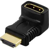 Deltaco – HDMI-adapteri, 19-pin u-n, kulma, kullatut liittimet (HDMI-14B)
