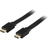 Deltaco Flat HDMI cable, HDMI High Speed with Ethernet, 0.5m, black