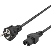 Deltaco – Maadoitettu kaapeli, IEC C15 - CEE7/7, 0,5m, musta (DEL-117-50)