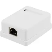 Deltaco – Suojattu datarasia pinta-asennukseen, FTP, 1xRJ45, Cat6, valk. (VR-216)