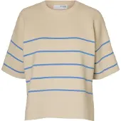 Selected Slfliva 2/4 Knit O-Neck Noos - Beige - S