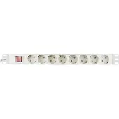 Deltaco – Virtapaneeli, 8xCEE 7/3, 1xCEE 7/7, kytkin, 3m kaapeli, valk. (GT-8531W)