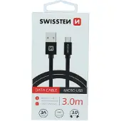 Swissten 3m punottu USB - MicroUSB kaapeli
