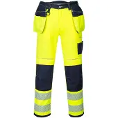 Portwest T501 keltainen/sininen Short hivis- riipputaskutyöhousut