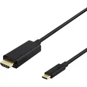 Deltaco USB-C - HDMI -näyttökaapeli, 1m, 4K@60Hz, musta
