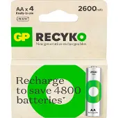 GP Recyko AA-Battery 2600mAh 4-Pack Nocolour Akut 4-Pack