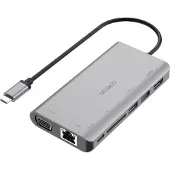 Deltaco 3.2 Gen1 USB-C 7-in-1 -telakka, harmaa