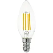 Eglo LED-lamppu E14-kanta, C35-muotoinen, 7 watin teho, 806 lumenin kirkkaus ja lämpimän valkoinen sävy (2700K), selkeä. E14