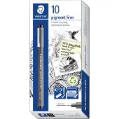 Staedtler Pigment Liner 308, Musta, Musta, Harmaa, 0,3 mm, Hienojakoinen, Pyöreä, Väriainepohjainen muste (308 03-9)