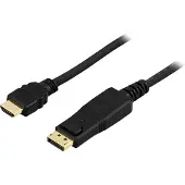 Deltaco – DisplayPort - HDMI-näyttökaapeli, 20-pin, ur - ur, 5m, musta (DP-3050)