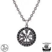 Northern Viking Jewelry Vegvisir Riimukiekko hopeariipus NVJ-H-RS040
