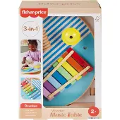Fisher-Price Wooden Musical Table With Percussion Instrument Toys, 3 Wood Pieces - Multi/patterned - ONE SIZE