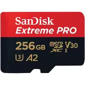 SanDisk 256GB Extreme PRO, microSDXC -muistikortti, UHS-I V30 U3 A2, 200/140 MB/s, SD-adapterilla