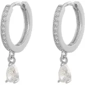 Sno of sweden Camille Drop Ring Earring Silver/Clear 14,5 mm