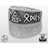 Northern Viking Jewelry Riimu Valknut hopeasormus