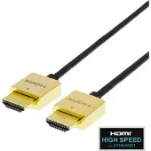 Deltaco – Erittäin ohut nopea HDMI-kaapeli Ethernetillä, 2 m, musta/kulta (100011)
